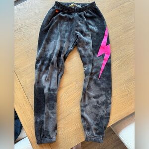AVIATOR NATION HAND DYED BOLT SWEATPANTS - TIE DYE VINTAGE CHARCOAL - XS